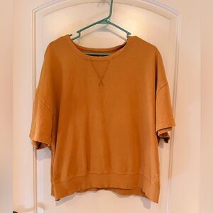 Athleta Women’s Oversized Sweatshirt short sleeve boxy Marigold yellow XL EUC